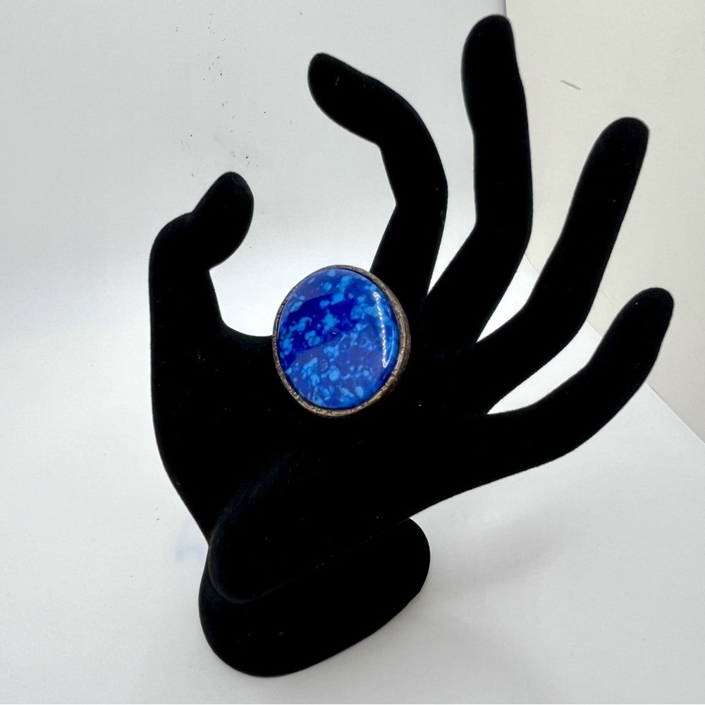 Vintage Mid Century Blue Stone Oval Brooch